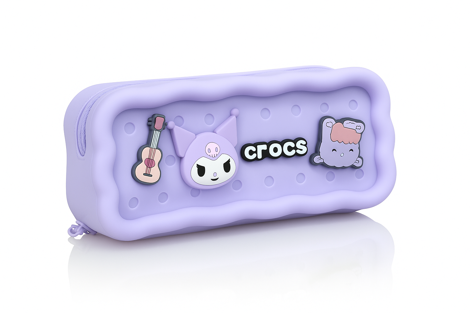 Crocs Colorful Silicone Pencil Case with Charms– Fun & Durable for Kids and Students