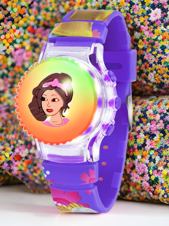 Kids Barbie Printed Dial & Straps Digital Multi Function Watch Purple