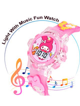 Kids-Girls Patterned Dial & Straps Digital Multi Function Watch Melody Pink