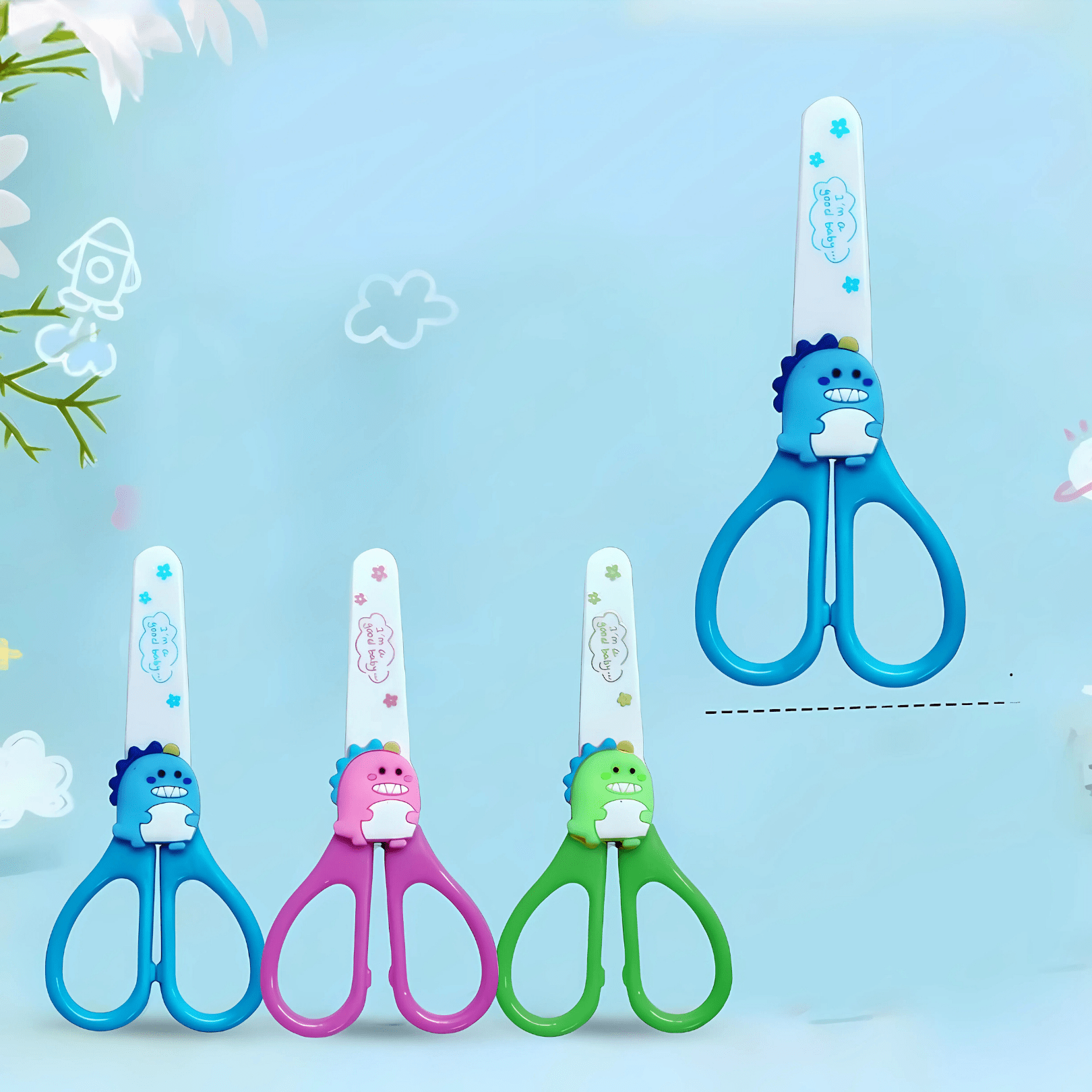 Paper cutting stainless steel craft sccissor with safety cover (Pack of 3)