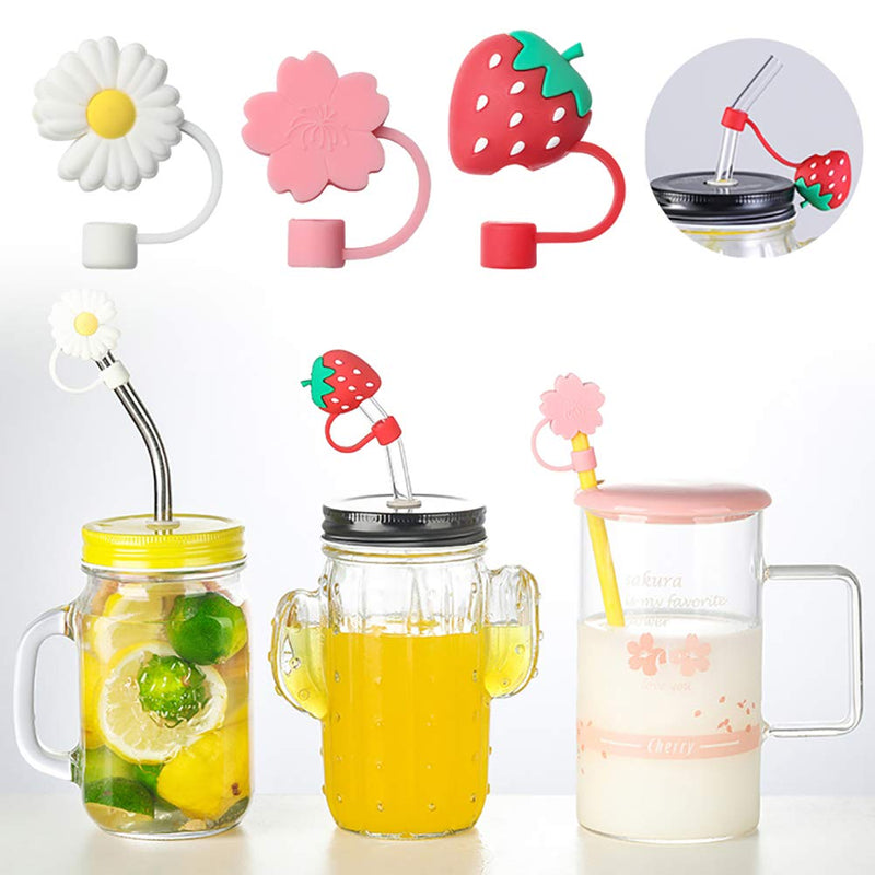 Silicone Straw Tips Covers (Pack of 2) - Reusable, Dust-Proof, Fun Designs for 6-8 mm Straws