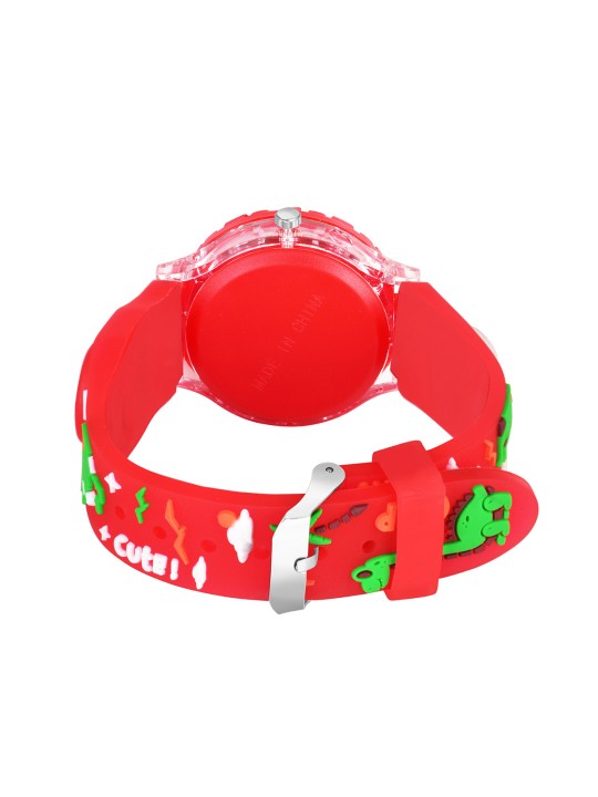 Boys Printed Dial & Straps Analogue Watch Red Cute Dino