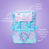 🧜‍♀️ Smiggle Foldover Backpack – Teal Glitter Seahorse Edition | 18" | 22L | Ages 3+