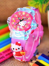 Girls Printed Dial & Pink Silicon Strap Analogue Watch - Kitty Pink