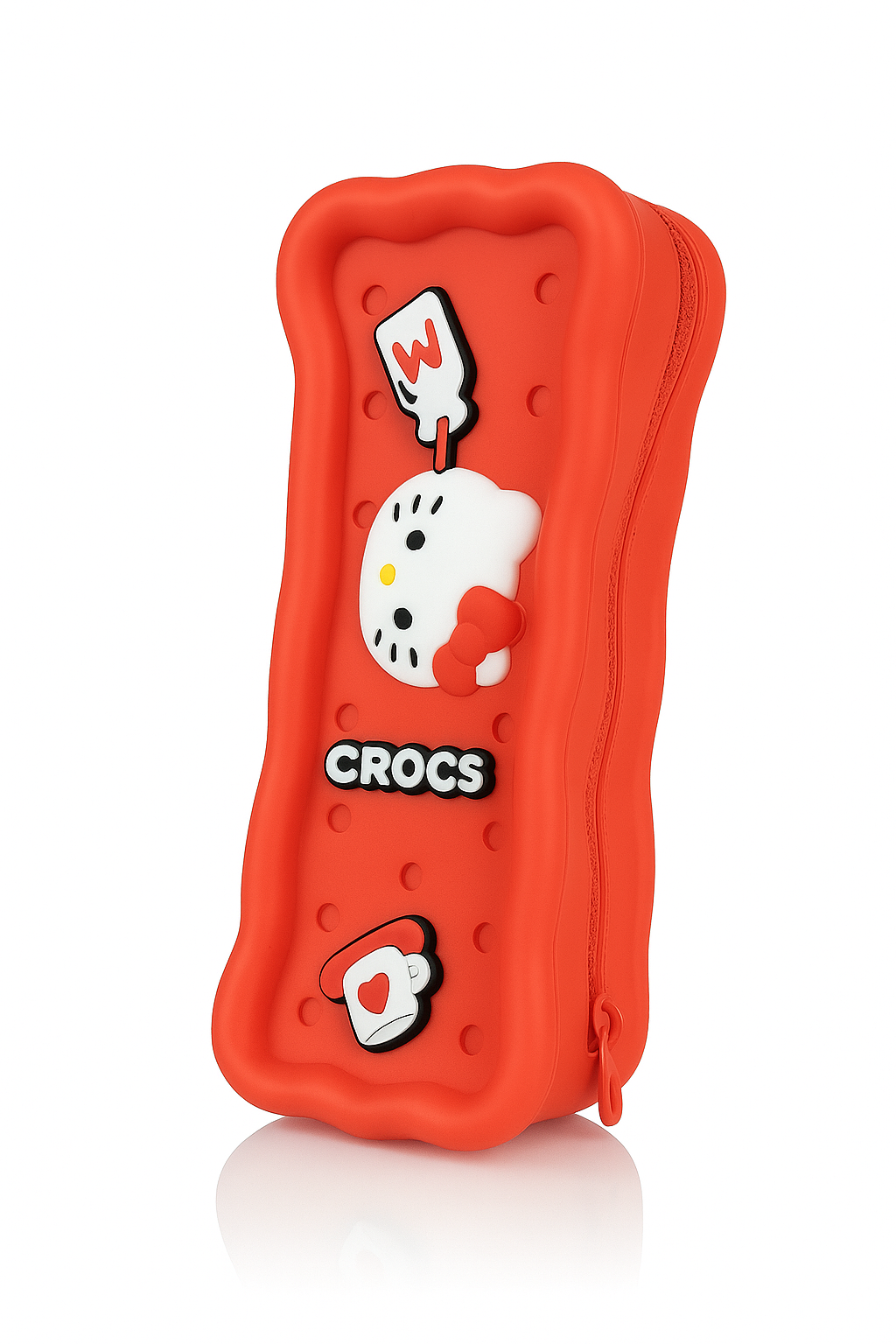 Crocs Colorful Silicone Pencil Case with Charms– Fun & Durable for Kids and Students