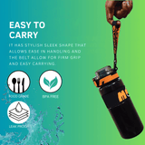 800ml Water Bottle with Straw, Push Lock Lid & Adjustable Strap - Pack of 1