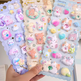 Cute 3D Textured Squishes Puffer Sticker Set