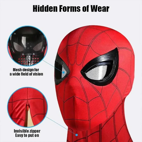 SpiderVision Luxe Mask | Red Color | Spider-Man Mask with Moving Eyes for Realistic Cosplay