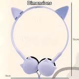 Cute Cat Ear Headphones with LED Lights & Tangle-Free Cord for Kids