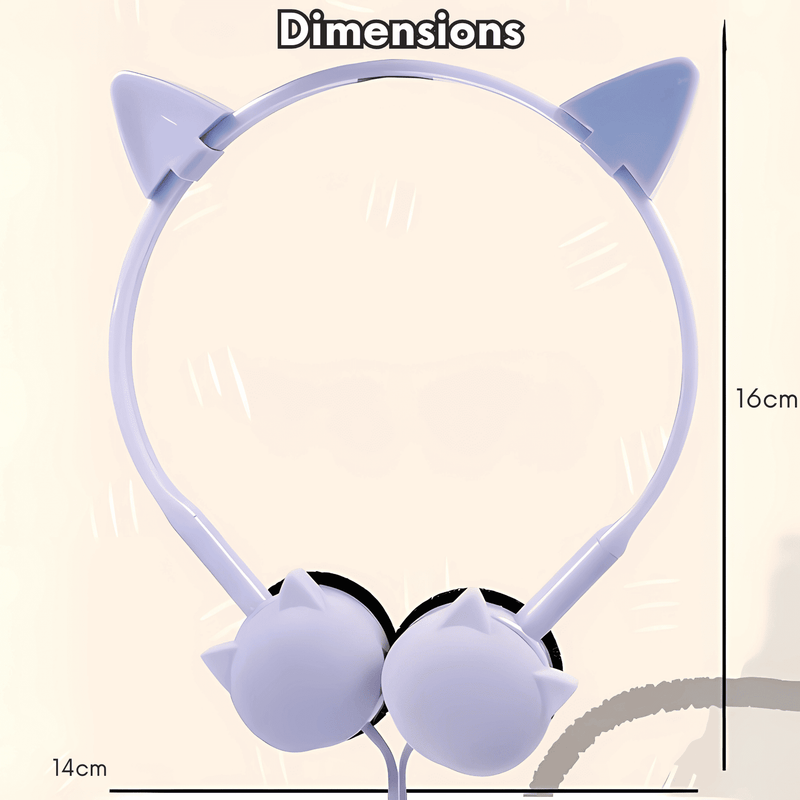 Cute Cat Ear Headphones with LED Lights & Tangle-Free Cord for Kids