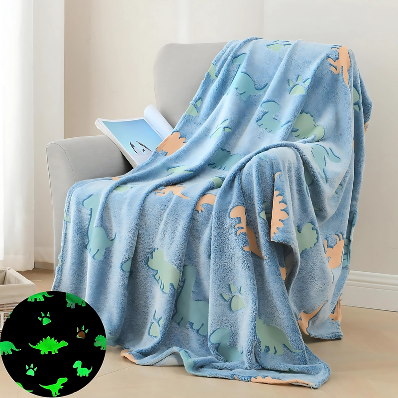 Glow in the Dark Dinosaur Blanket for Kids – Super Soft & Cozy All-Season Flannel Plush Throw Blanket (6x6 Feet, Blue Dino Design) blanket_384