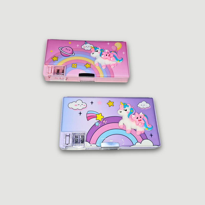 Unicorn Magnetic Dual Side Pencil Box – Two Compartments with Magnetic Closure for Kids (BPA Free & Non-Toxic)