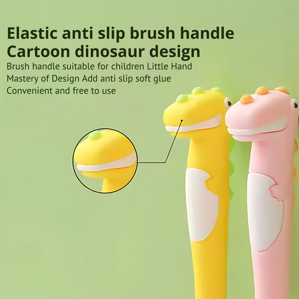 Dinosaur-Themed Kids Toothbrush - Ultra Soft Bristles (Pack of 4)