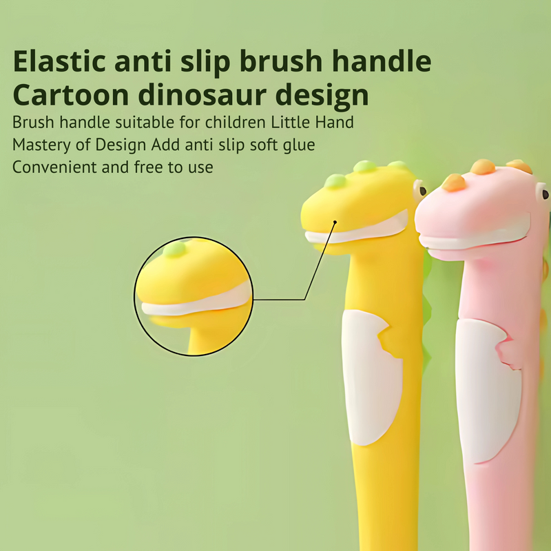 Dinosaur-Themed Kids Toothbrush - Ultra Soft Bristles (Pack of 4)