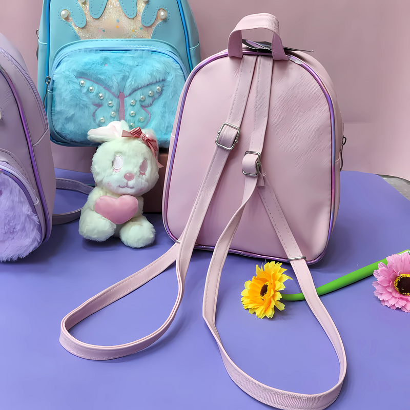 Crown Design Leather Backpack for Girls