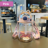 Leak-Proof Cartoon Water Bottle with Straw & Shoulder Strap – 550ml