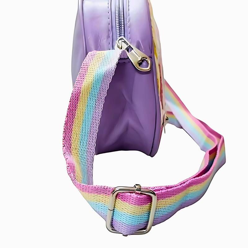 Holographic Rainbow Crossbody Bag with Sequins & Bow – Cute Shoulder Bag for Girls