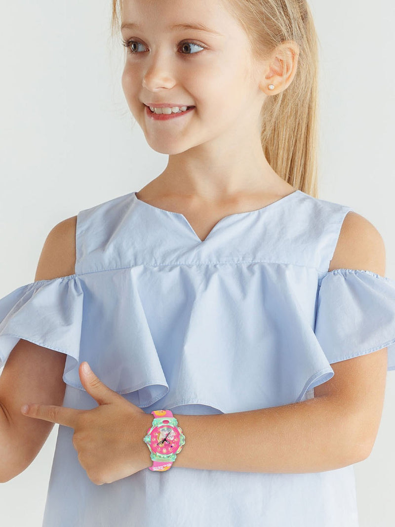 Girls Printed Dial & Straps Analogue Watch Barbie Pink