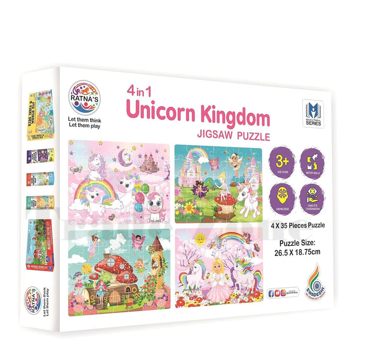 Fun Learning Unicorn Jigsaw Puzzle for Kids - 4 in 1