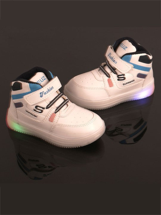 Kids' White Velcro Sneakers with LED Detail for Everyday Style