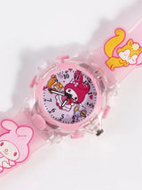 Girls Printed Dial & Straps Analogue Watch Melody Pink