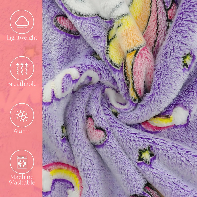 Glow in the Dark Unicorn Blanket for Kids – Super Soft & Cozy All-Season Flannel Plush Throw Blanket (6x6 Feet, Purple Unicorn Design) blanket_385