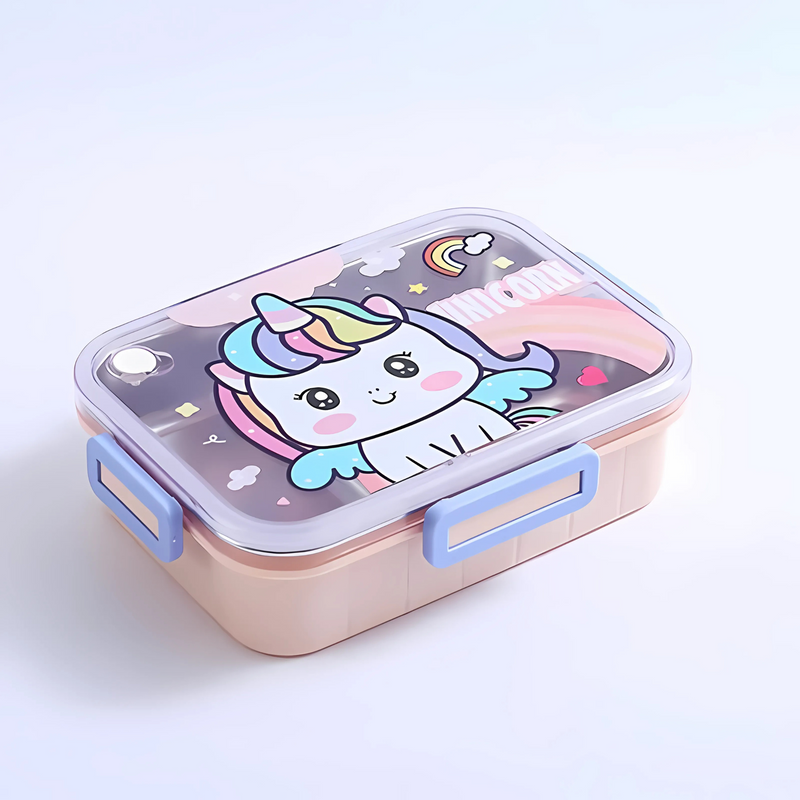 Premium Stainless Steel Lunch Box – Dinosaur & Unicorn Design for Kids