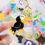 Cute 3D Bird Theme Textured Squishes Puffer Sticker Set