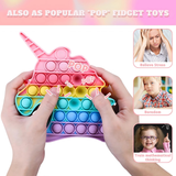 2-in-1 Unicorn Shaped Pop Fidget Toy Shoulder Bag for Kids