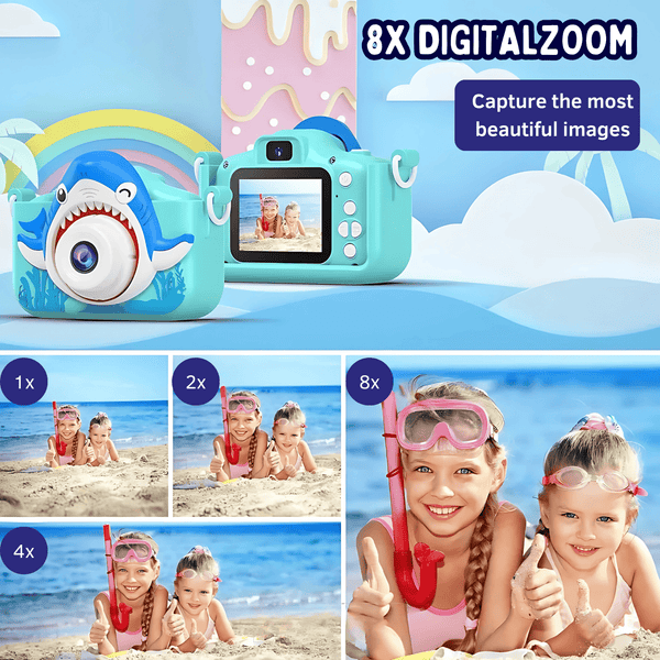 Digital Video Camera for Kids with Protective Silicone Cover (Shark Design)