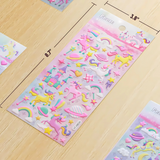 3D Puffy Unicorn Themed Stickers for Kids