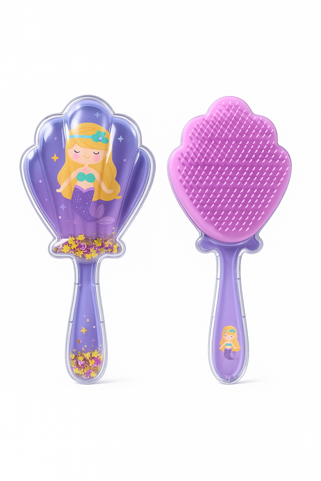 Kids Shell Shape Hair Brush – Cute Cartoon Printed Detangling Comb for Girls | Cartoon Shell Hair Brush for Kids – Gentle & Fun Detangling Comb (Cute Designs)