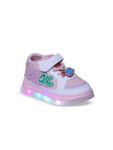 Unisex Kids Printed PU Sneakers – Pink with Velcro Fastening