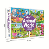 4-in-1 Animal World Jigsaw Puzzle Set - 35 Pieces Each