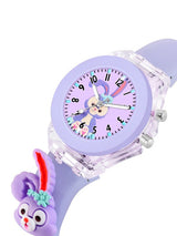 Unisex Kids Cartoon Printed Dial Analogue Multi Function Watch Purple Teddy