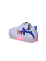 Unisex Kids Printed PU Slip-On LED Sneakers – White with Velcro