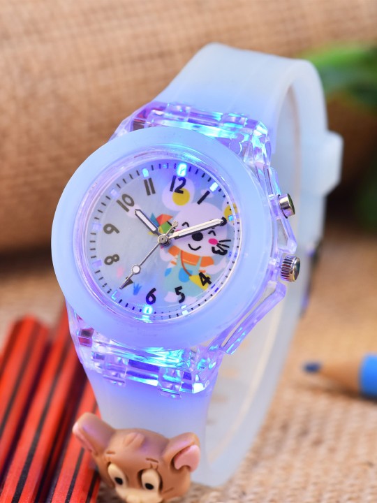 Printed Dial & Straps Scratch Resistant Analogue Watch LED Mouse