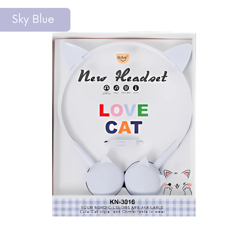 Cute Cat Ear Headphones with LED Lights & Tangle-Free Cord for Kids