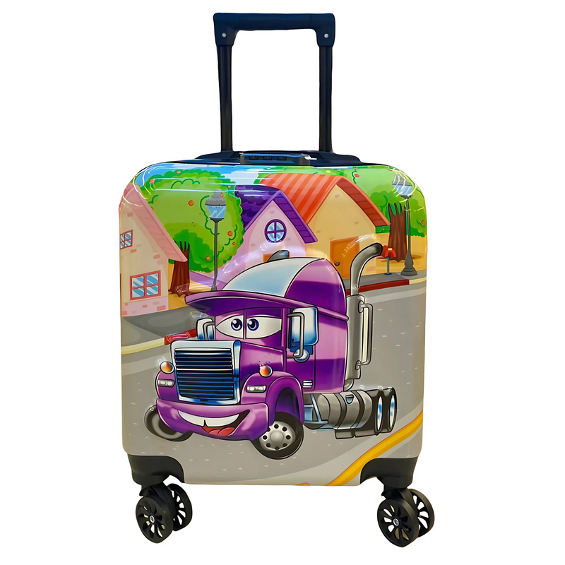 Trendy Kids Truck Cartoon Printed Hard-Sided Cabin Trolley Bag