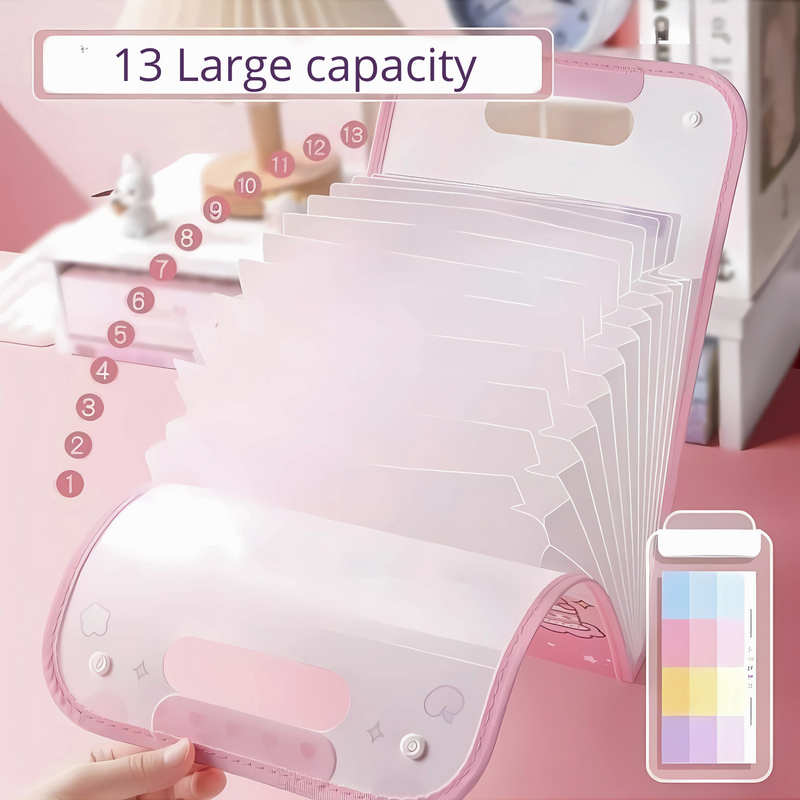 File Folder With Button Lock And Handle - 12 Slots