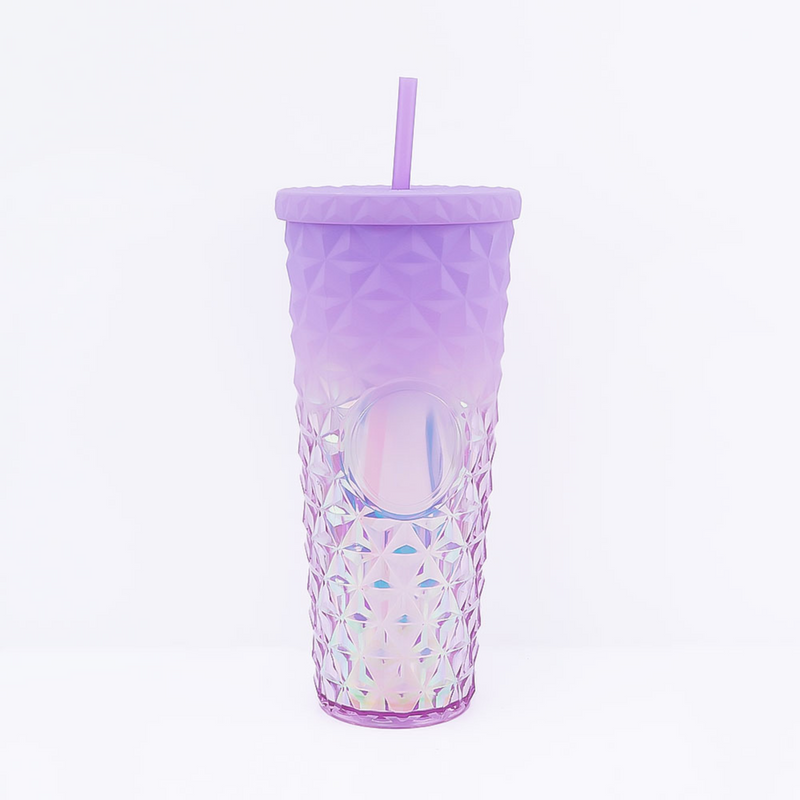 Studded Embossed Water Bottle with Straw - 720ml