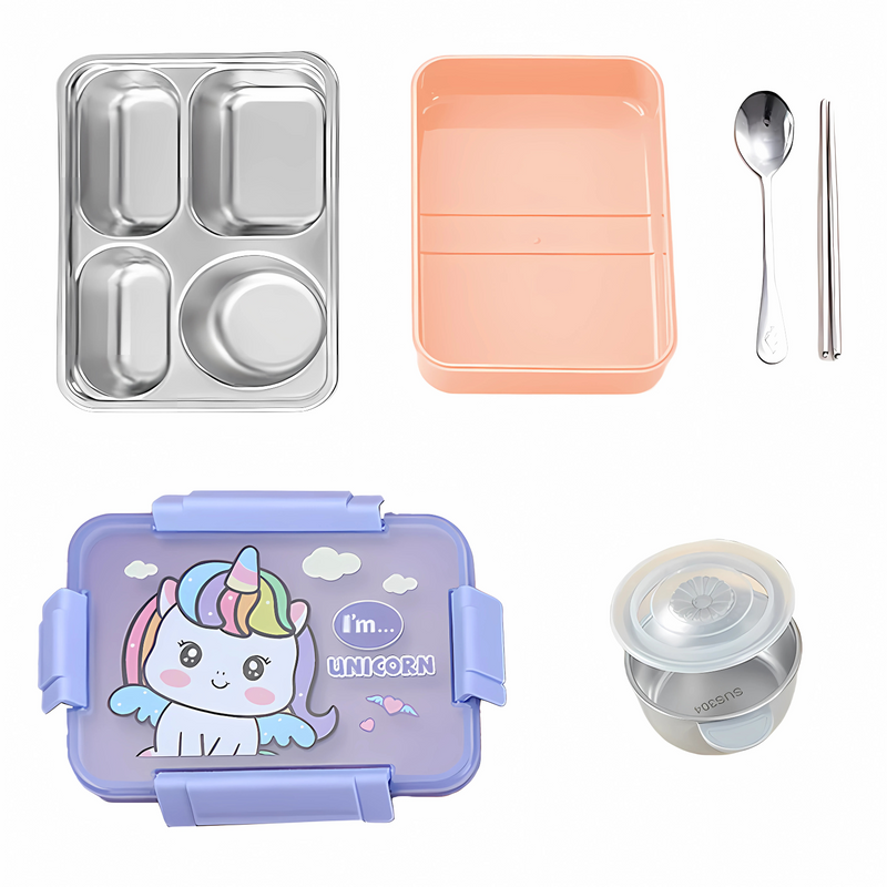 Premium Stainless Steel Lunch Box with Cartoon Character Design