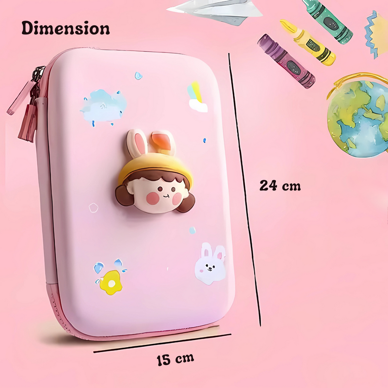 3D Cartoon Face Pencil Case For Kids in size of Large & Small (Pack of 1)