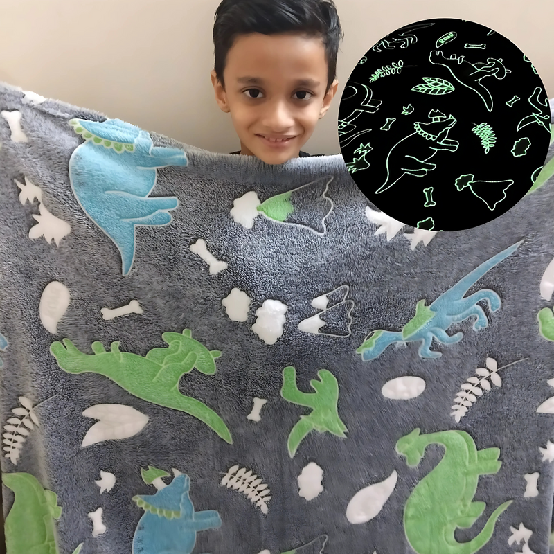 Glow in The Dark Dinosaur Blanket for Kids - Super Soft & Cozy Fleece, 100x150 cm, for Boys & Girls blanket_223