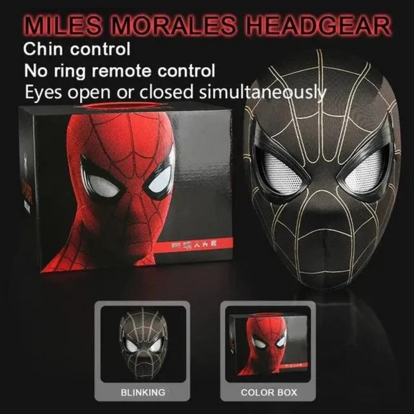 SpiderVision Luxe Mask | Black Color | Spider-Man Mask with Moving Eyes for Realistic Cosplay