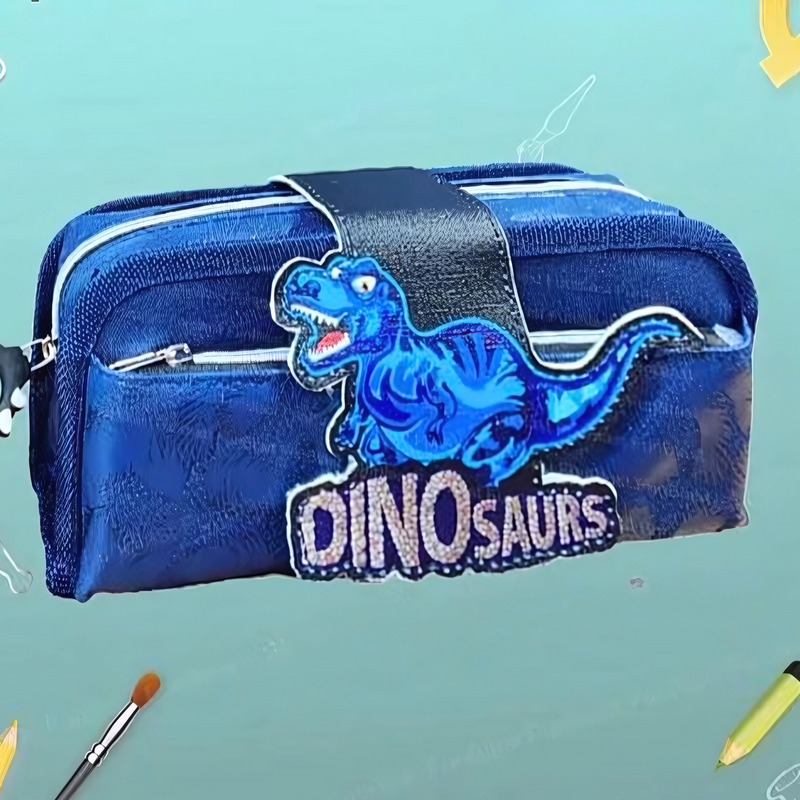 Dinosaur Theme Multipurpose Stationery Organizer – Zipper Pencil Case for Kids