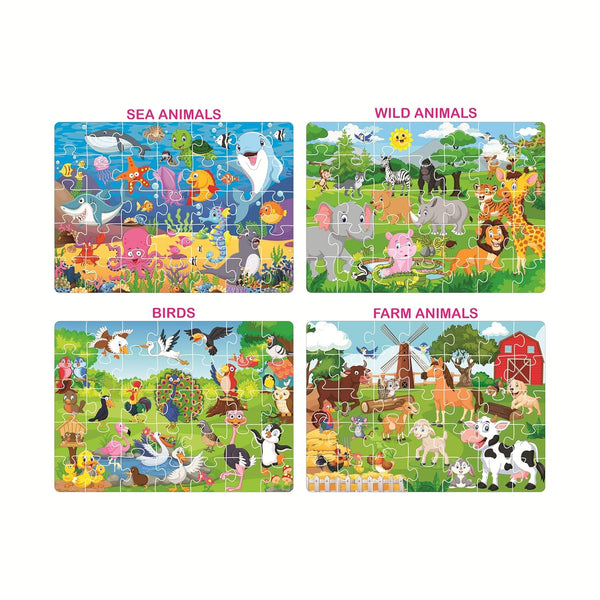 4-in-1 Animal World Jigsaw Puzzle Set - 35 Pieces Each