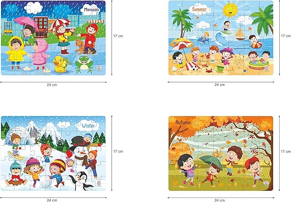 4-in-1 Indian Seasons Jigsaw Puzzle for Kids - 35 Pieces Each