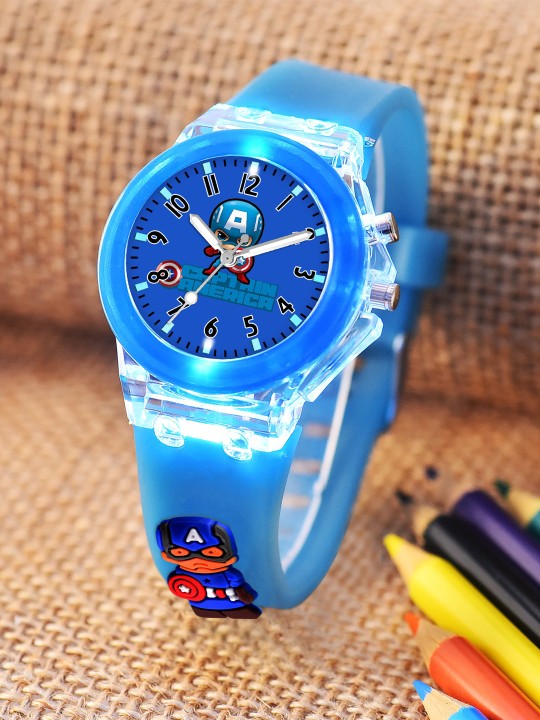 Unisex Kids Analogue Multi Function Watch Blue Captain America