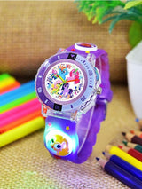 Girls Patterned Dial & Straps Analogue Watch - Barbie Purple